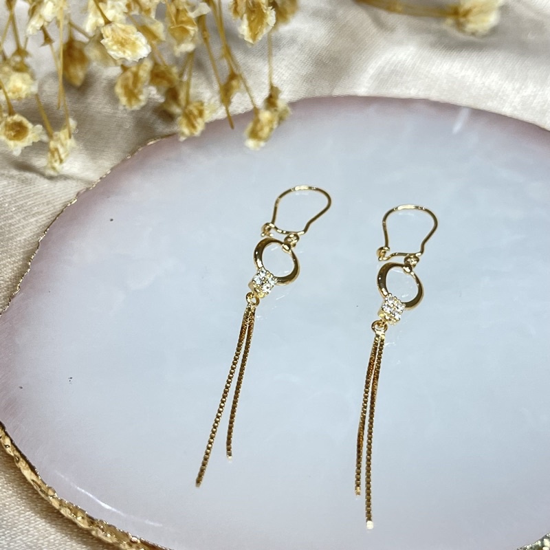 Italié Earrings Anting Rumbai Panjang Emas Asli