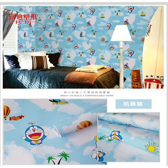 WALLPAPER STICKER | DORAEMON PANTAI | Uk. 45cm x 9m