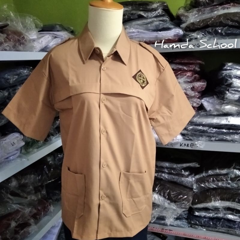 baju/Kemeja Pramuka Cewek Pendek Kantong Bawah Untuk Sd/Smp/Sma Seragam Sekolah