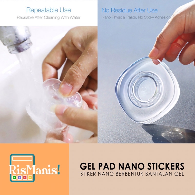 GEL PAD NANO STICKERS - Perekat HP Ponsel Handphone MP3 GPS Serbaguna Aksesoris Mobil Silicone Awet