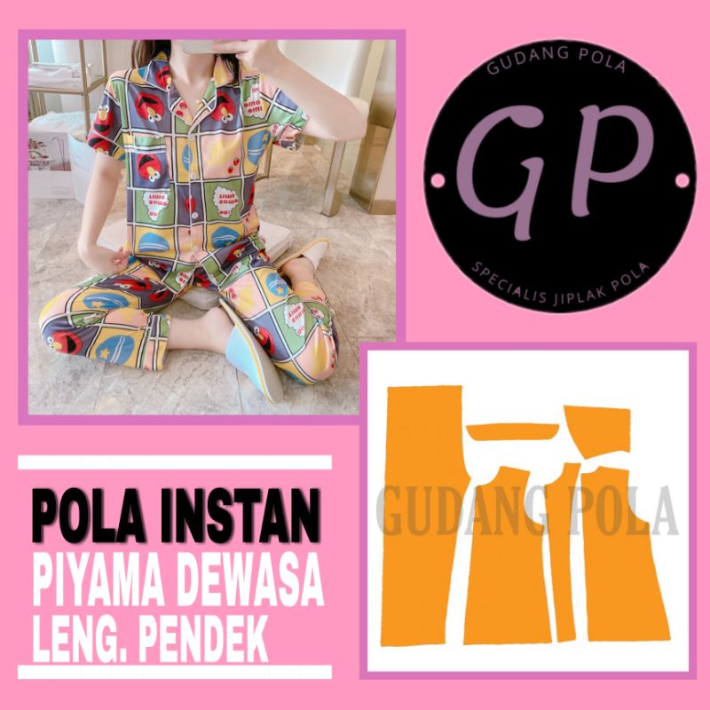 [✓COD] Pola Piyama Dewasa Lengan Pendek - Pola Jiplak Piyama - Pola Baju Tidur Dewasa - Pola Piyama 