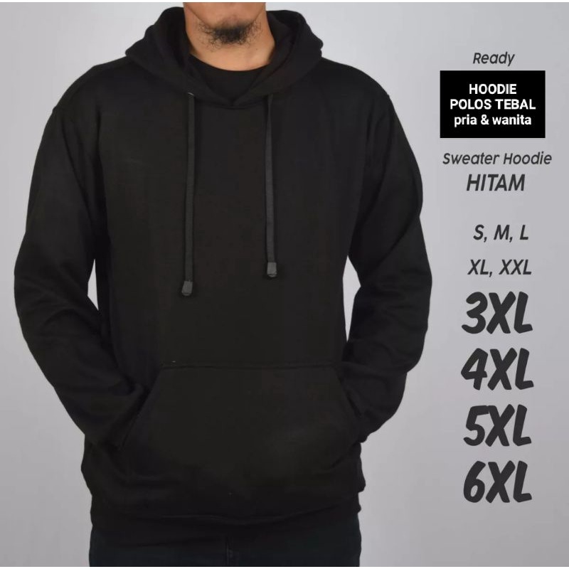 Sweater Hoodie Polos Pria/Wanita Premium Original Hitam Bahan Fleece Tebal Jaket Hoodie Pria Hoodie 