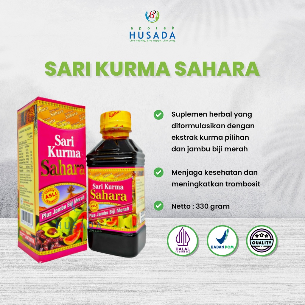 

Sari Kurma Sahara Plus Jambu Biji Merah Minuman Vitamin Multivitamin Suplemen Obat Herbal Alami Peningkat Daya Tahan Tubuh Imun Imunitas Booster Letih Lemas Lesu Trombosit Atasi Sakit Demam DBD Typus Tipes Flu Batuk Pilek 100% Asli Resmi BPOM Halal MUI