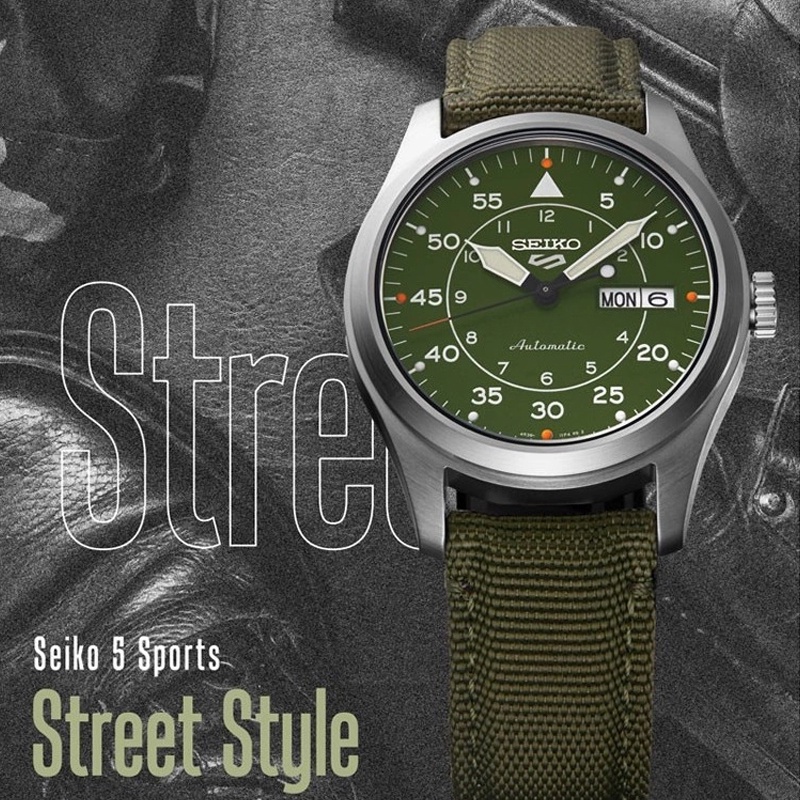 Seiko 5 Sports SRPH29K1 Street Green Flieger - Jam Tangan Pria SRPH29