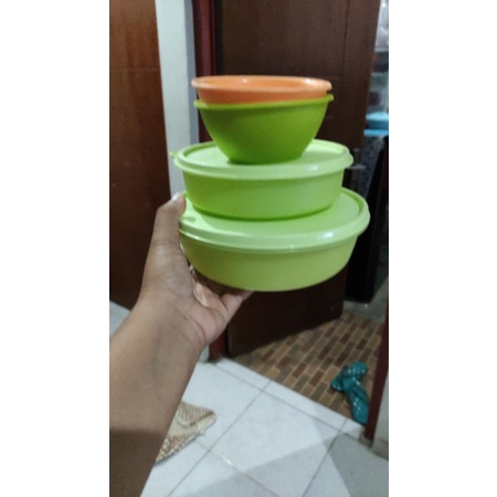 Paket Bowl hijau Tupperware second