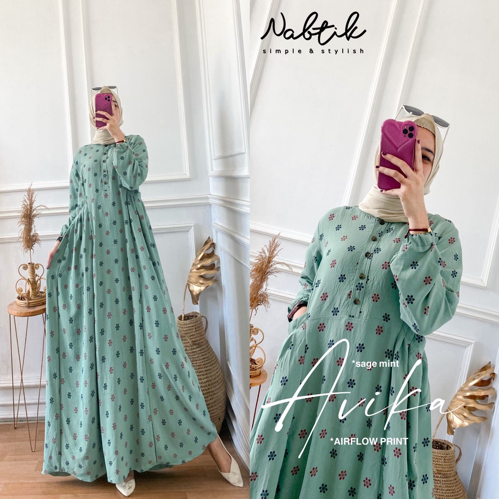 NEW Avika dress - Gamis Nabtik - Gamis Motif - Gamis Busui Original Nabtik - Seri Lulu || Siva