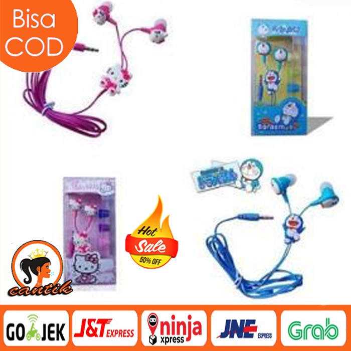 HEADSET / HANDSFREE KARAKTER DORAEMON &amp; HELLO KITTY / EARPHONE ANDROID