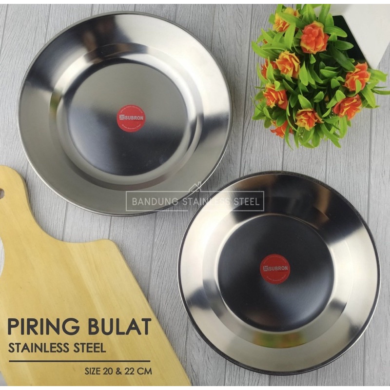 PIRING MAKAN STAINLESS STEEL / PIRING MAKAN UKURAN 20 CM DAN 22 CM BAHAN STAINLESS AWET