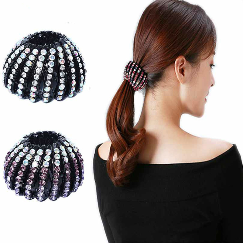 Korean Rhinestone Bird's Nest Hair Rope Fashion Crystal Pearl Ball Head Set Hair Device for Women Hair Accessories