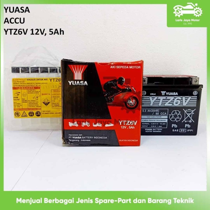 ACCU YUASA AKI YTZ6V 12V, 5Ah AKI KERING SATRIA FU VARIO 125 VARIO 150 ORIGINAL YUASA AKI MOTOR AKI 