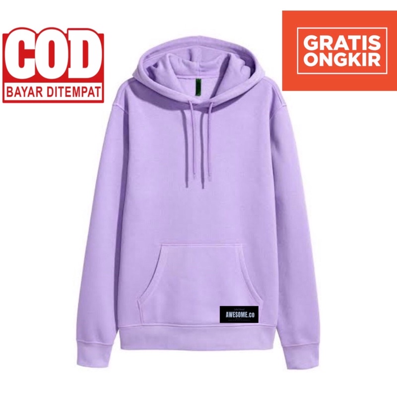 Hoodie Hodie Polos Pria Wanita Warna Ungu Lilac Original Awesome.co