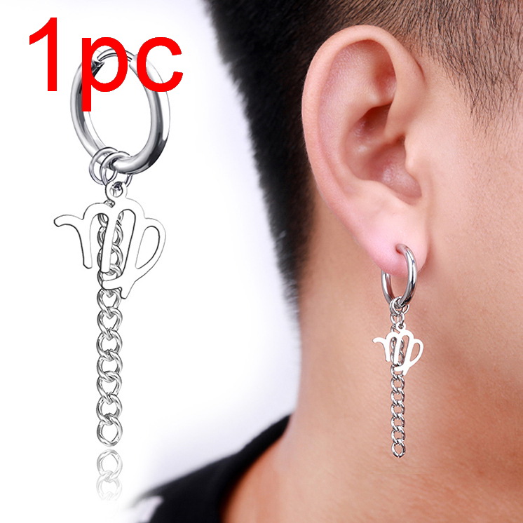 Anting Rantai Bahan Stainless Steel Gaya Hip Hop Punk Untuk Pria