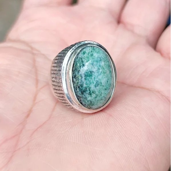 Cincin Jasper Green Matrix Natural Batu Alam Termurah