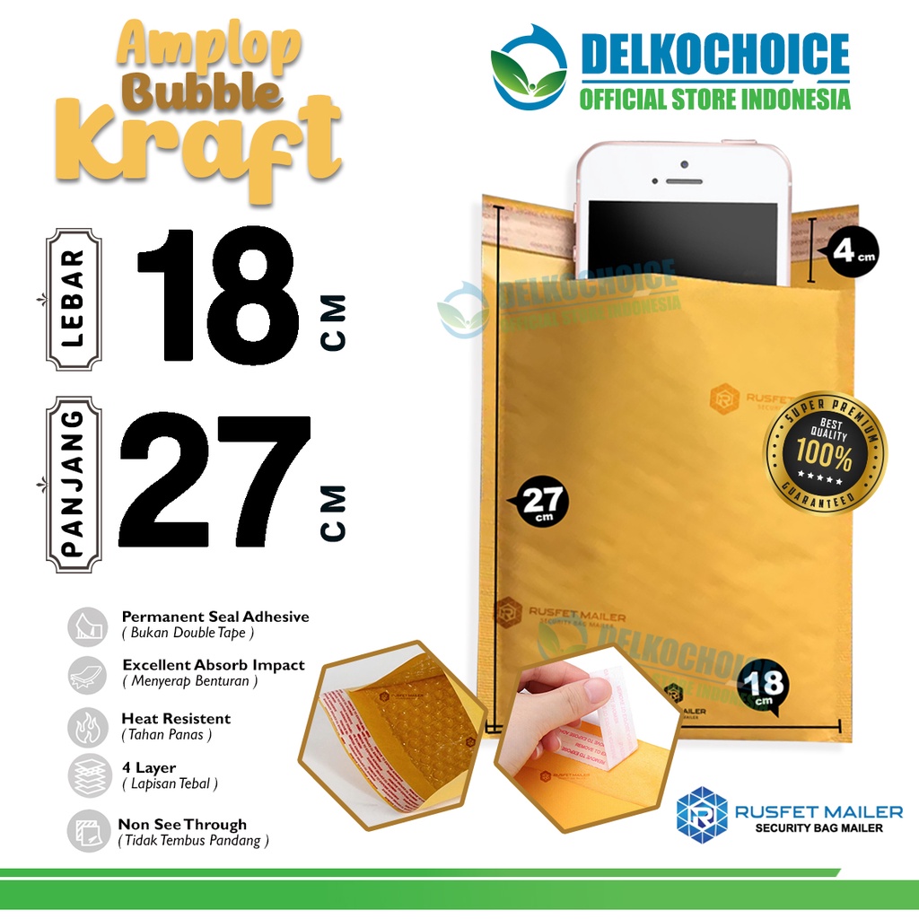 

Amplop Bubble Mailer KRAFT PAPER 18x23cm Bubblewrap Envelope Packing Online Rusfet Premium / SATUAN