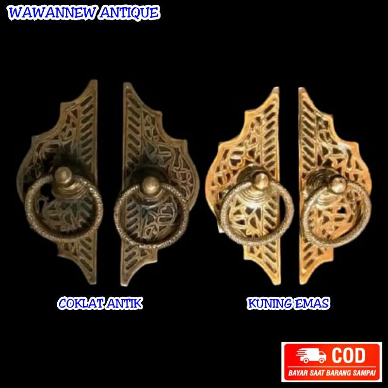 TERMURAH Handle Pintu / Gagang Pintu Rumah Kuningan Antik Motif Kupu-kupu Gebyok 059