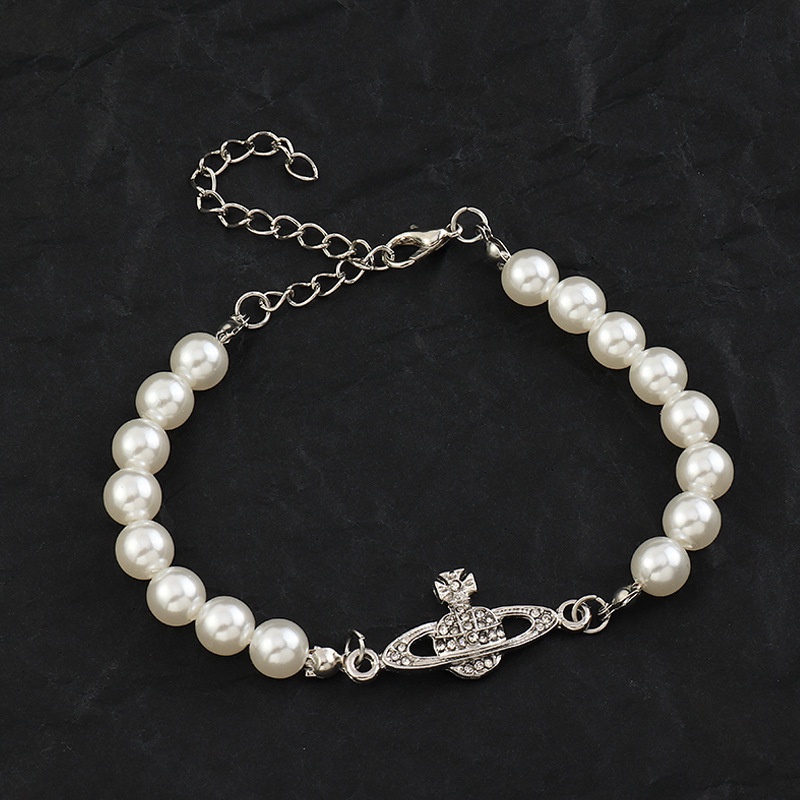 Kalung Rantai Klavikula Hias Mutiara Berlian Saturnus Planet Gaya Korea