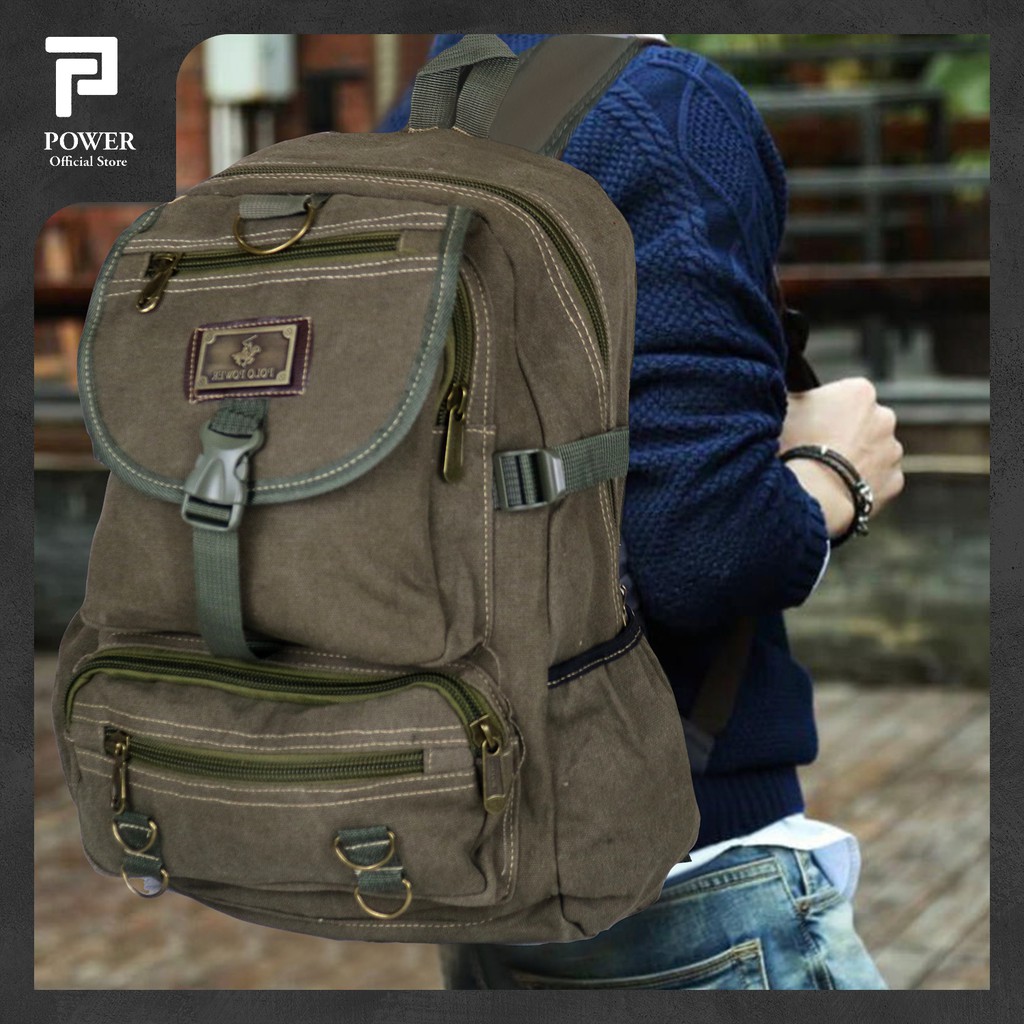 Polo Power Tas Pria Ransel Canvas Import Tas Punggung Casul Pria Tas Kanvas Polo Original Backpack Trendy