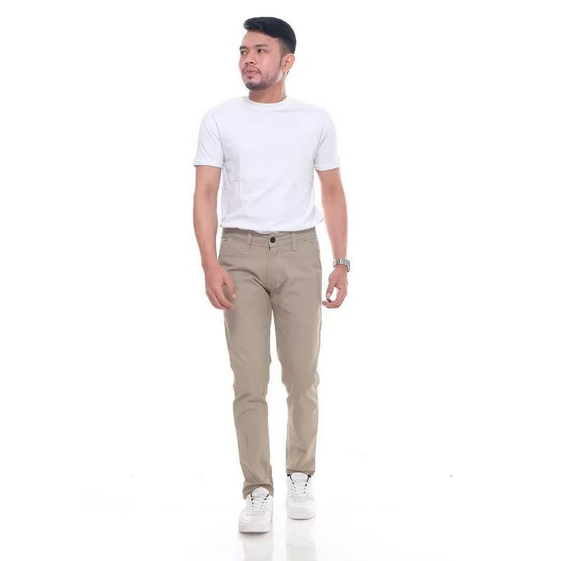 Celana Panjang Pria / Celana Chino Panjang Pria / Celana Slim Fit / Celana Kerja Pria Dewasa Warna Hitam Cream Abu Mocca Size 27-38