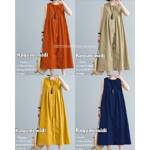Mikha id midi dress /Dres tanpa lengan/basic dress polos/kirania midi jumbo