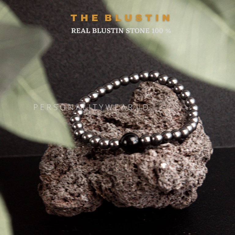 Gelang Tasbih 33 Butir Pria Wanita Keren Simple Batu Akik Blustin Hitam ASLI Alam Natural