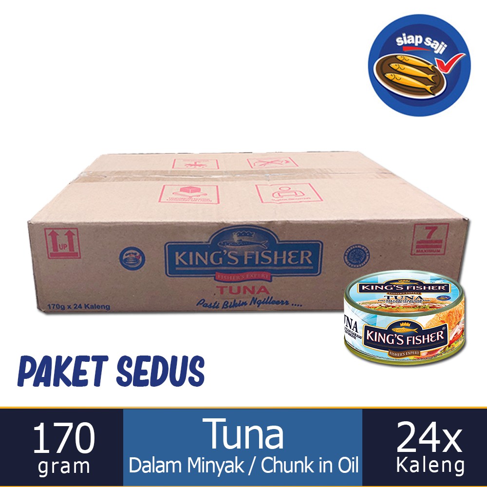 

MyHomey Paket 24 pcs KingsFisher Tuna dalam Air Garam Tuna in Brine Daging Tuna Makanan Kaleng 170 g