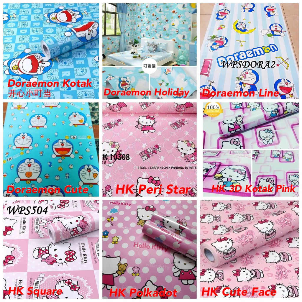 Wallpaper Dinding Terbaik Hello Kitty Doraemon Hk Helo Kity Stitch Frozen Keropi Ukuran 45 Cm X 10 M Shopee Indonesia