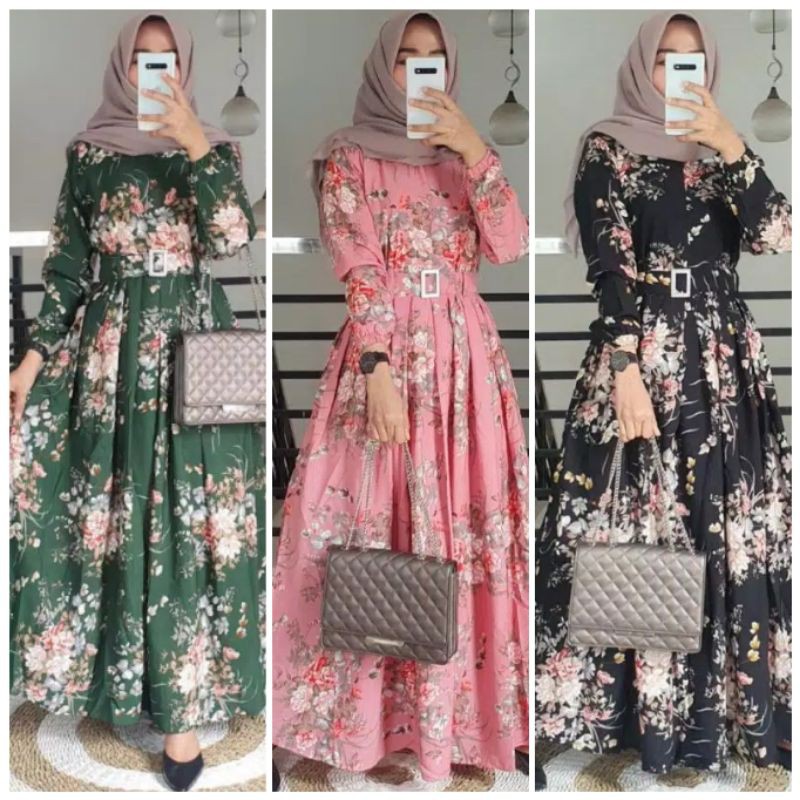 Baju Gamis Pesta Mewah Motif Bunga