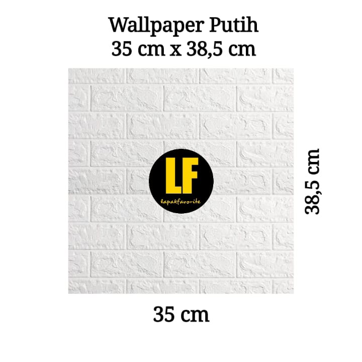 AA Wallpaper Dinding Bata 3D Foam 70cm x 77cm Premium Wallpaper Tebal 3MM-Putih 35cm x 38,5cm