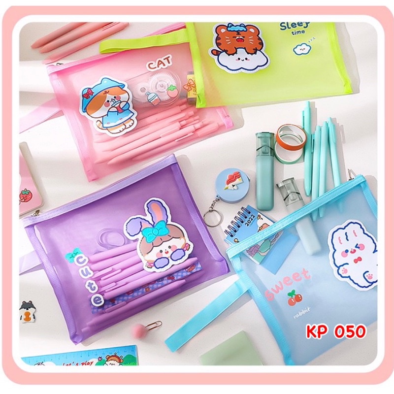 

KP 050 | KOTAK PENSIL JARING CARTOON WARNA WARNI | TAS KOSMETIK WARNA WARNI