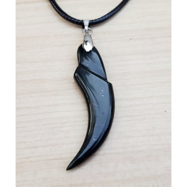 Order Langsung Liontin Batu Giok Hitam Model Kuku Macan Natural Black Jade Bodyglass Terlaris