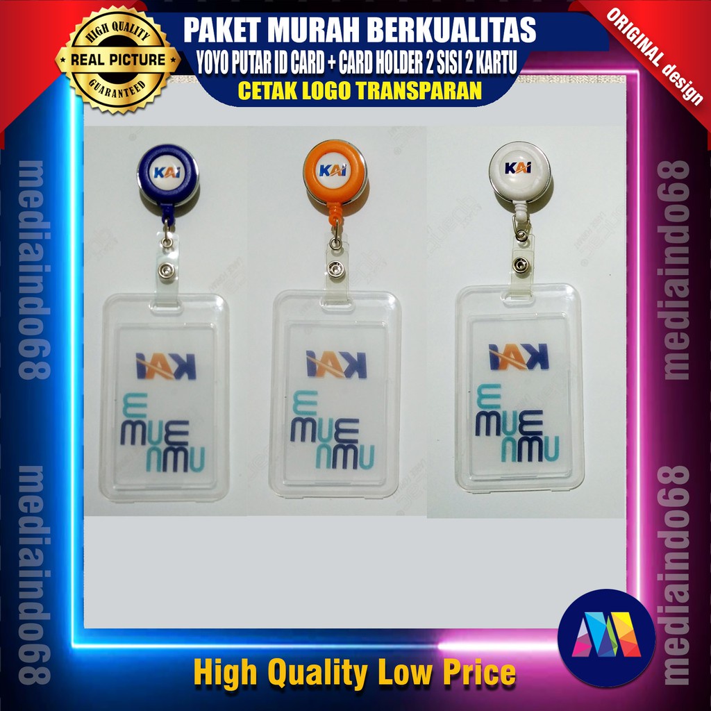 

YOYO ID CARD PUTAR+CARD HOLDER TRANSPARAN LOGO PT KAI (Paket Murah)