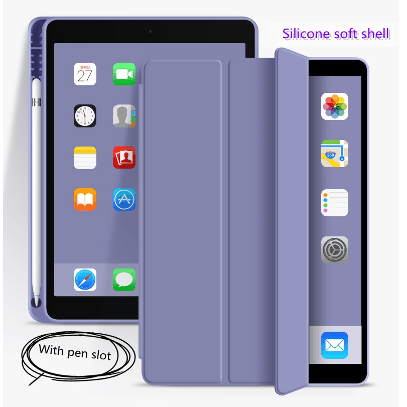 Case Flip Cover Bumper Silikon dengan Slot Pen untuk iPad