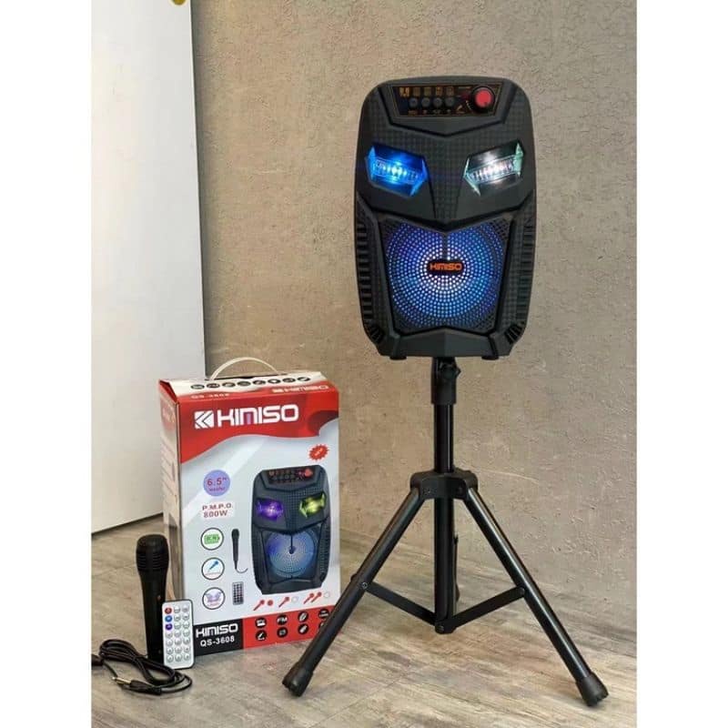 Speaker Bluetooth Portable KIMISO QS-3608 Bonus Microphone Speaker Karaoke 6.5&quot; Inchi Suara Mantap