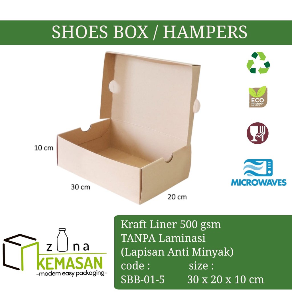 

SHOES BOX DUS KARDUS KOTAK SANDAL SEPATU 30x20x10cm KRAFT 500 gsm