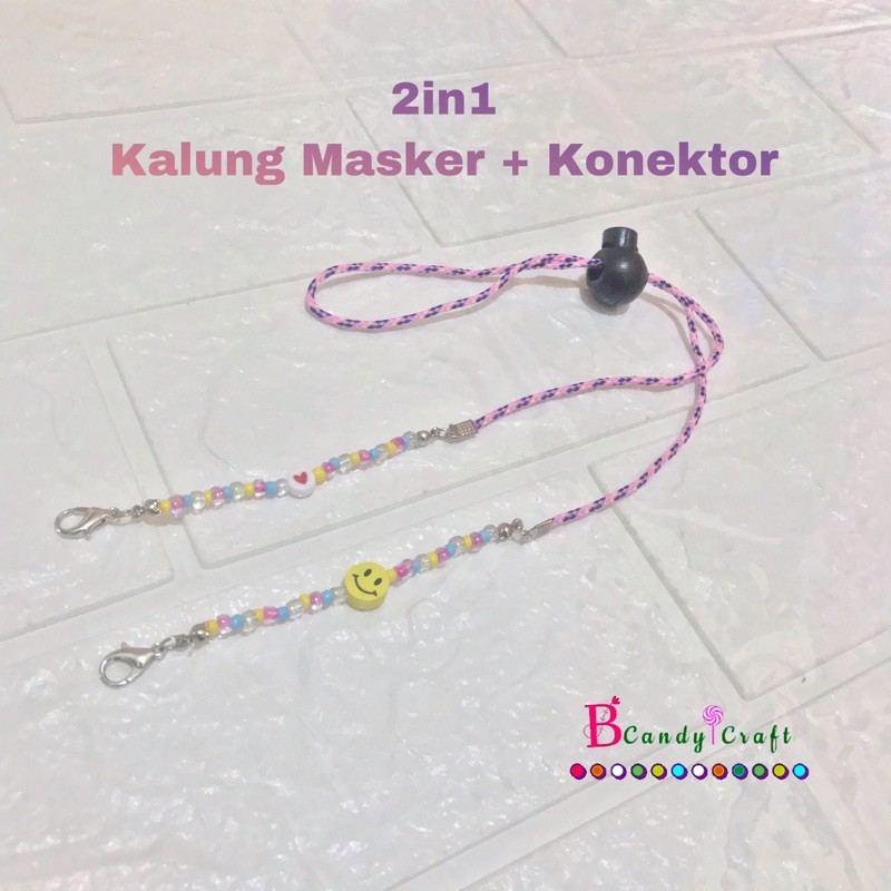 2in1 Kalung Masker + Konektor / PREMIUM Strap masker / Lanyard Mask
