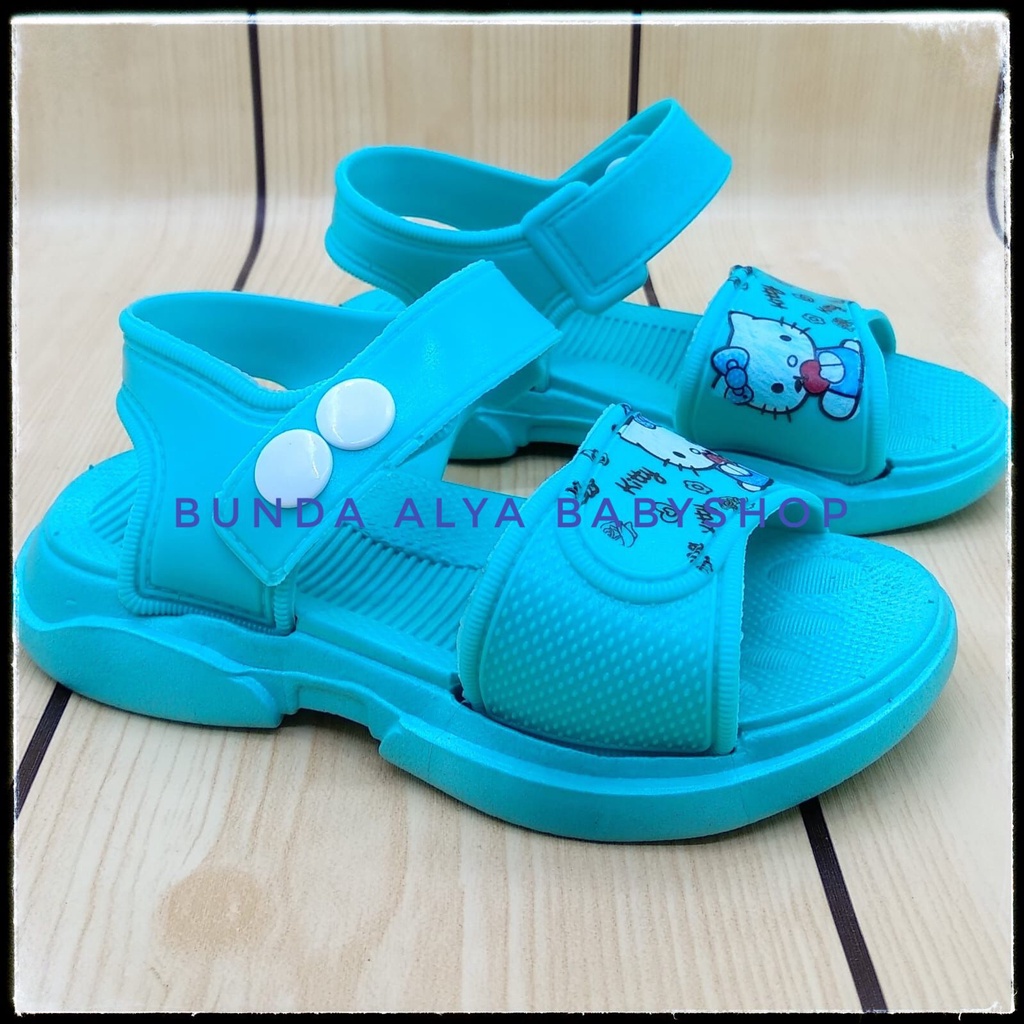 Sendal Anak Perempuan Usia 6 Bulan 1 2 3 4 Tahun Karet Elastis Empuk - Sepatu Sandal Anak Cewek Tali Karet Anti Licin BIRU TOSKA Size 18 - 29