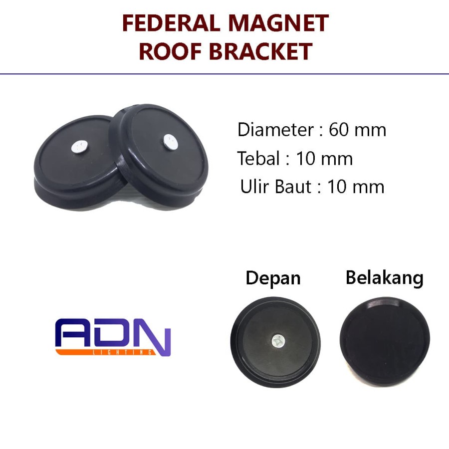 Universal Strong Magnet Bracket D66mm Baut 6mm Dudukan Lampu strobe By ADN