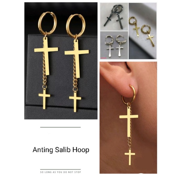 Anting Salib Panjang Titanium Cowok Cewek Harga Per Pcs
