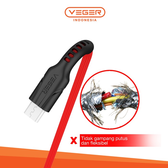 Kabel Data Cable Veger VP14 Micro USB Fast Charging 3.0A Original  1 Meter