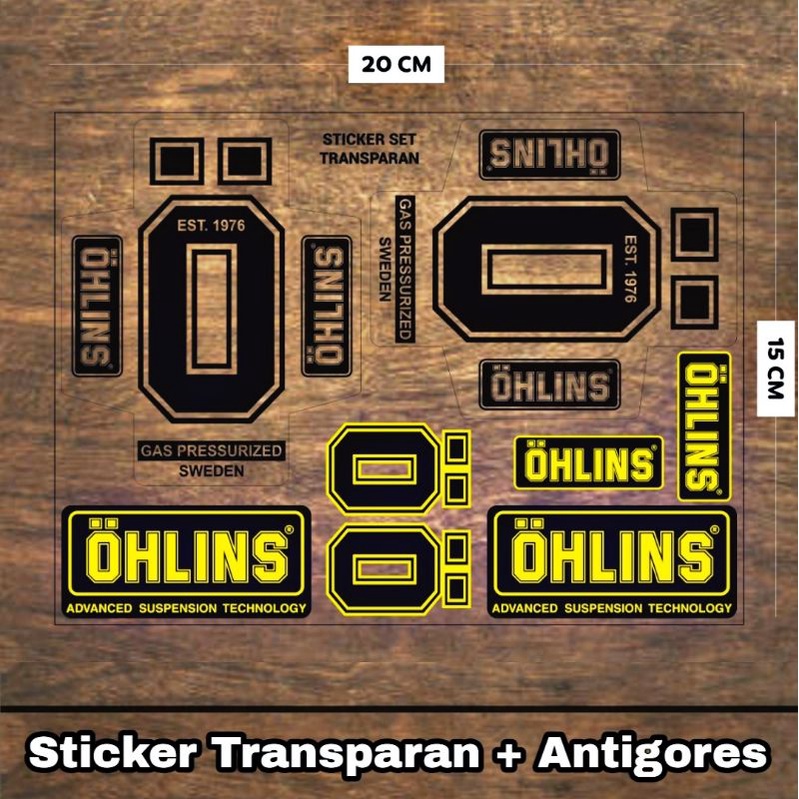 Sticker Set Shock OHLINS Transparan Uv + Antigores Sticker Shockbreaker OHLINS O Set Fork Upside Tra