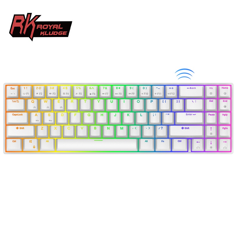 【Beli dua diskon 20%】 RK71 Wireless Mechanical Keyboard71 Keys RGB Backlight 3 Modes Hotswap Gaming  Bluetooth Keyboard for PC Royal Kludge