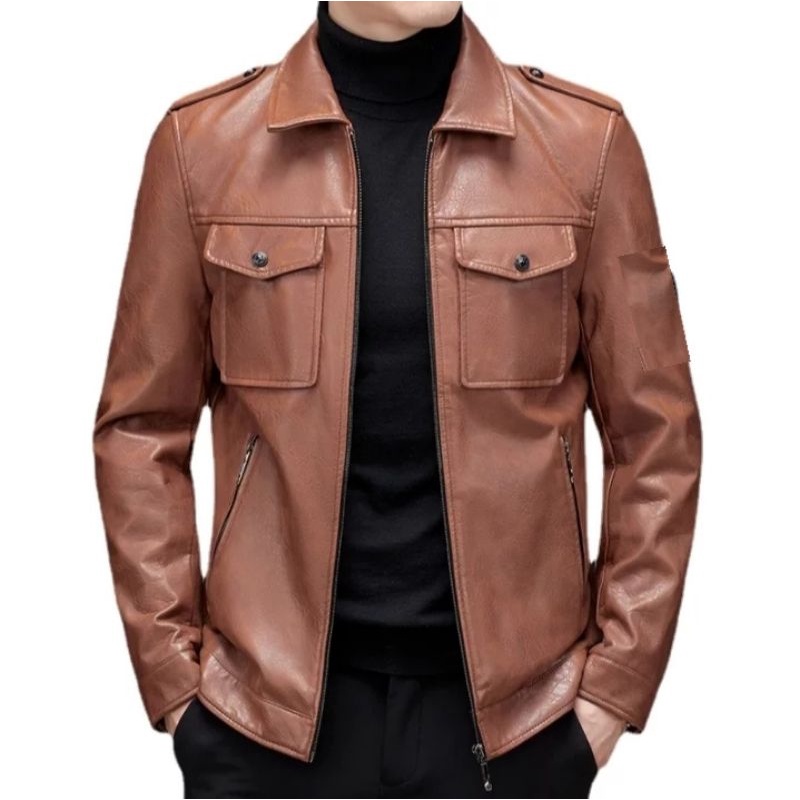 (New Trend) Jaket Kulit Pria Original Elegant Brownie ARL 033 Silverstone RFLA Ariel Noah