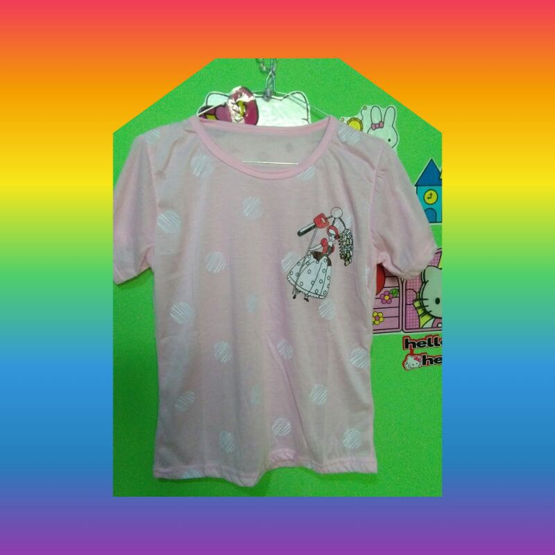 Gifa_ kaos atasan wanita tshirt tee little Bo peep onde printing