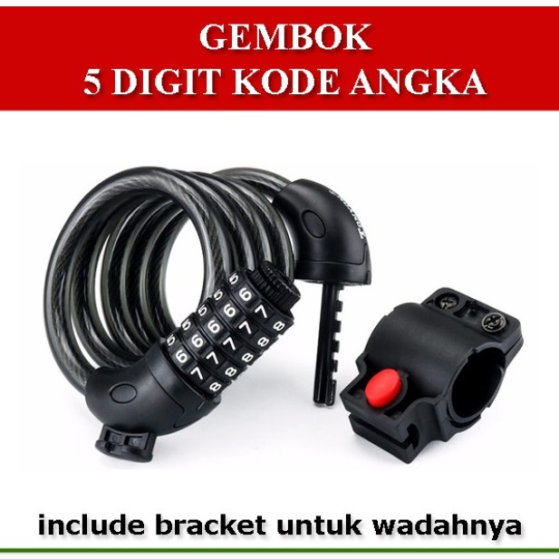Gembok Sepeda Kode Angka 5 Digit Kunci Kombinasi Anti Maling / Gembok Sepeda Lipat Kunci Angka