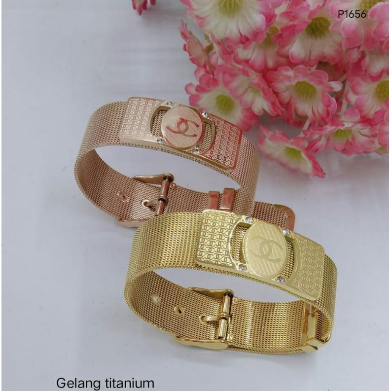 Fourfashion Gelang Tangan Titanium Belt Anti Karat Kekinian S215