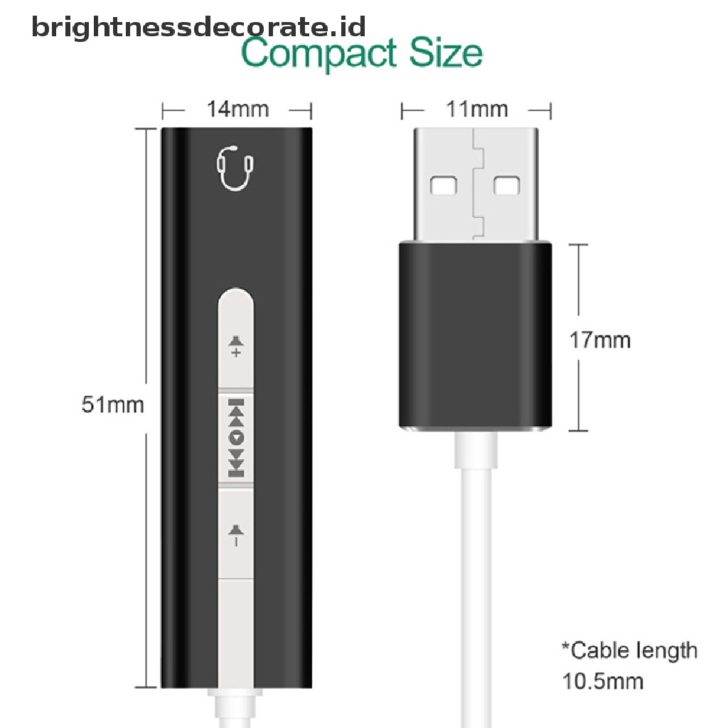 1pc Adapter Sound Card Eksternal Usb Ke Jack 3.5mm Stereo Untuk Headset