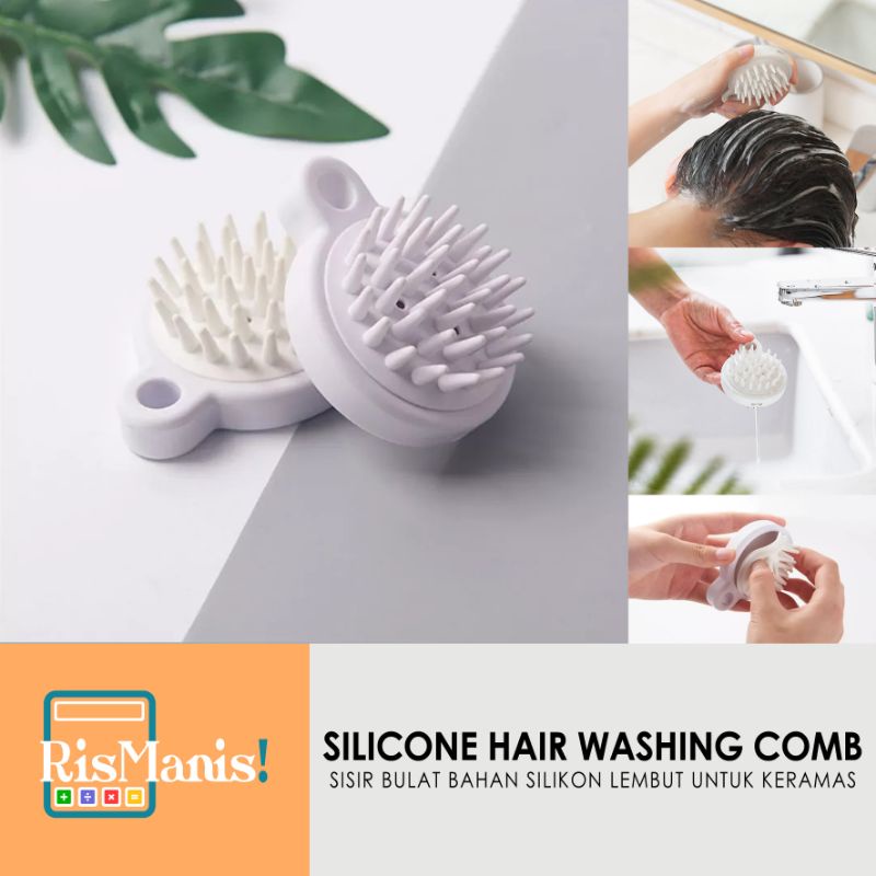 SILICONE HAIR WASHING COMB - Sisir Massage Kepala Relaxing Dispenser Shampoo Keramas Silikon Lembut