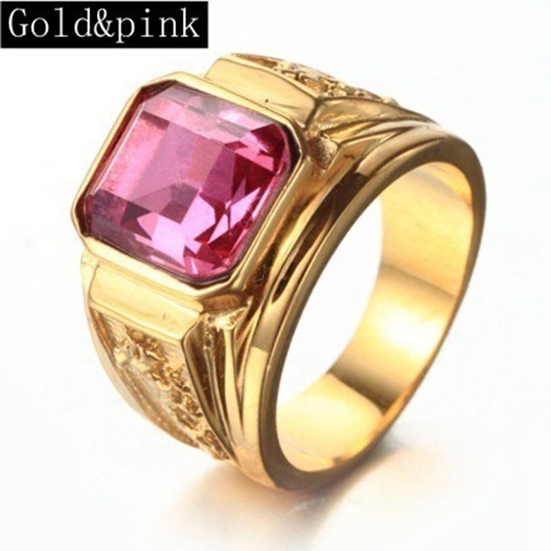 Cincin Emas 18K Motif Naga Aksen Berlian Bahan Stainless Gaya Vintage Untuk Pria