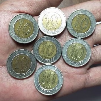 UANG KOIN KUNO 10 DOLLARS HONGKONG ( TEBAL )