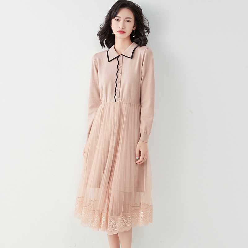 【Elegant】Korean Swittching Lace Dress 2303